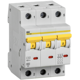 MVA31-3-050-C | Выключатель автоматический ВА47-60M 3Р 50А 6кА С IEK