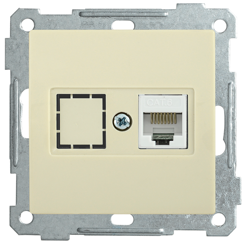 EKB16-01-K33 | РК11-1-Б Розетка компьютерная RJ45 Cat6 BOLERO кремовый IEK