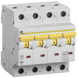 MVA31-4-063-D | Выключатель автоматический ВА47-60M 4Р 63А 6кА D IEK