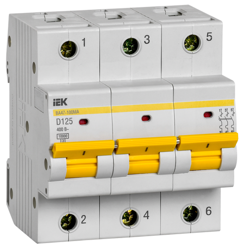 MVA43-3-125-D | Выключатель автоматический ВА47-100МА без тепл. расцеп. 3P 125А 10кА D IEK