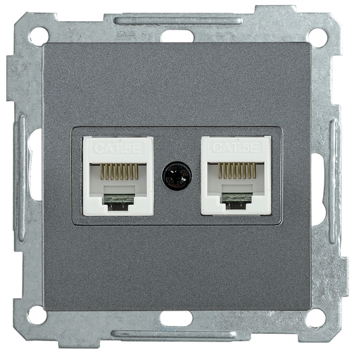 EKB25-K95 | РК10-2-Б Розетка 2-ая компьютерная RJ45 Cat5e BOLERO антрацит IEK