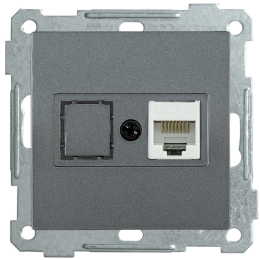 EKB15-01-K95 | РК10-1-Б Розетка компьютерная RJ45 Cat5e BOLERO антрацит IEK