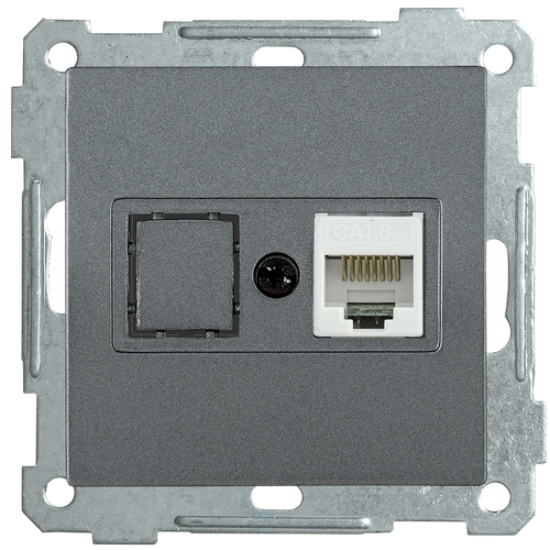 EKB16-01-K95 | РК11-1-Б Розетка компьютерная RJ45 Cat6 BOLERO антрацит IEK