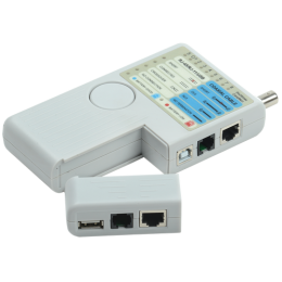 WH3468 | ITK Тестер для витой пары 4в1 RJ45/RJ11/BNC/USB с элем. пит.