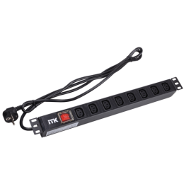 PH12-8C131 | ITK PDU 8 розеток C13 с LED выкл,1U, шнур 2м вилка нем.ст