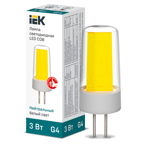 LLE-COB-3-230-40-G4 | Лампа LED COB капсула 3Вт 230В 4000К керамика G4 IEK