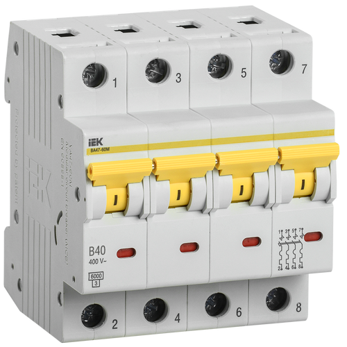 MVA31-4-040-B | Выключатель автоматический ВА47-60M 4Р 40А 6кА B IEK