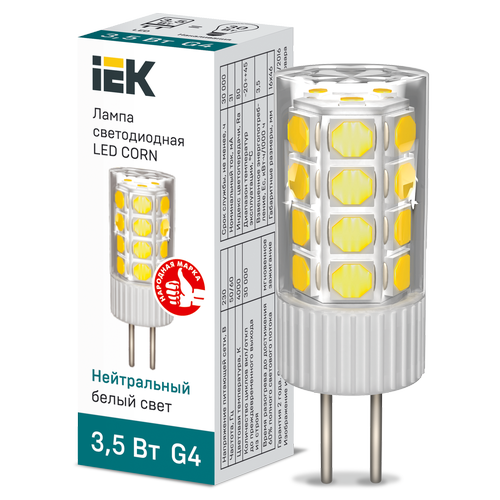 LLE-CORN-4-230-40-G4 | Лампа LED CORN капсула 3,5Вт 230В 4000К керамика G4 IEK