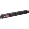 PH12-8C133 | ITK PDU 8 розеток C13, с LED выкл, 1U, вх. C14, без шнура