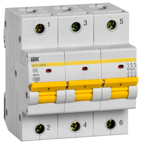 MVA43-3-006-D | Выключатель автоматический ВА47-100МА без тепл. расцеп. 3P 6А 10кА D IEK