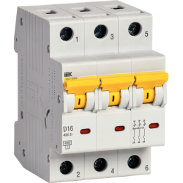 MVA33-3-016-D | Выключатель автоматический ВА47-60МА без тепл. расцеп. 3P 16А 6кА D IEK