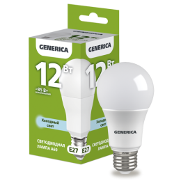LL-A60-12-230-65-E27-G | Лампа LED A60 груша 12Вт 230В 6500К E27 GENERICA
