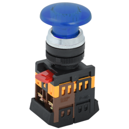 BBG20-AELA-K07 | Кнопка AELA-22 "Грибок" синий d22мм неон/240В 1з+1р IEK
