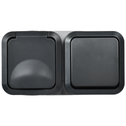 TS-G10-6-55-V-K53 | TORS Блок розетка + Выключатель гор. 16А IP55 TS142 графит IEK
